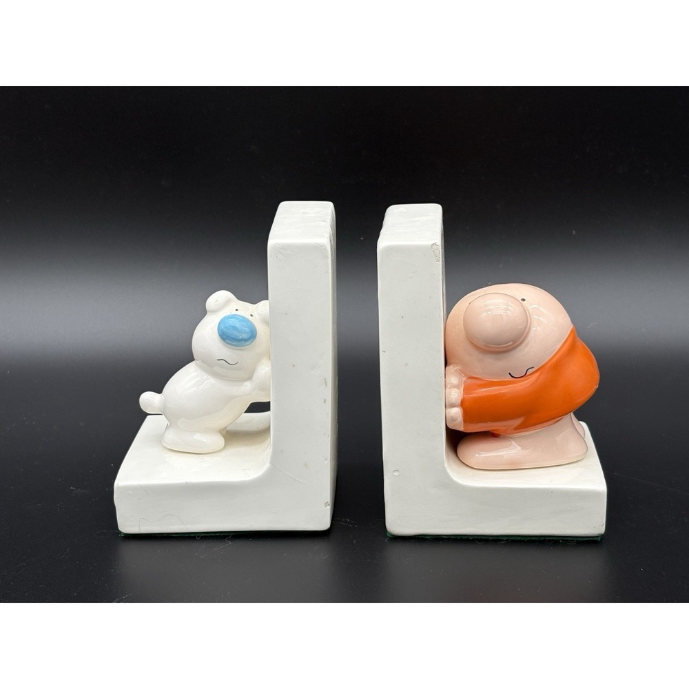 Vintage 1983 Ziggy & Fuzz Ceramic Bookends Designers Collection Rare Tom Wilson